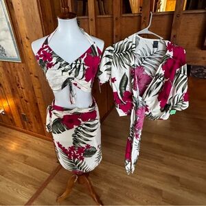 Favant size Large One Size NWT  hawaiian top shirt Skirt Set outfit luau